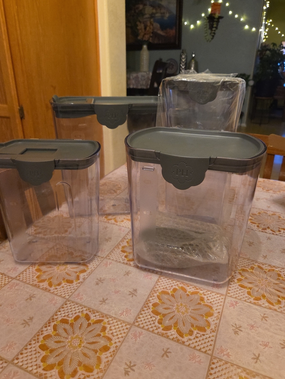 Princess House Clear Pantry Canisters with Gray Lids - Set of 4